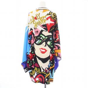 DOLCE&GABBANA DG QUEEN ワンピース 長袖 ひざ丈 クルーネック 総柄 36 S マルチカラー F8L17T