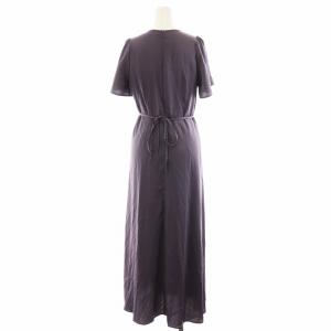 FRAY I.D 22SS フローサテンナローギャザーワンピース ミモレ ロング 半袖 1 M 紫 パープル FWFO222059