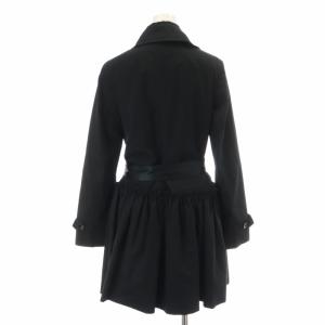 D&G トレンチコート ミドル ダブル リボン ギャザー 裾フリル 40 L 黒 ブラック