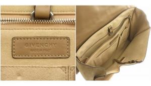 GIVENCHY シャークトゥース レザー ターンロック クロスボディ スエード ショルダーバッグ ベージュ /G