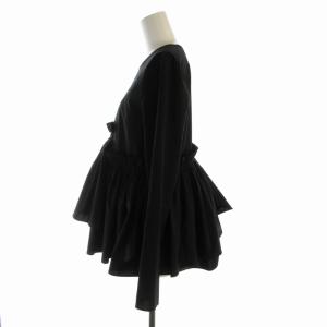 UNITED ARROWS ティアード ギャザー ロングスリーブ ブラウス フリル 長袖 F 黒 ブラック 1521-162-1392