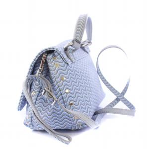 ZANELLATO POSTINA ショルダーバッグ ハンドバッグ 2WAY 総柄 レザー 水色 ライトブルー /KH D