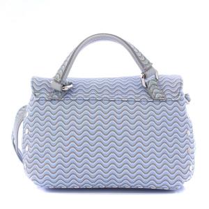 ZANELLATO POSTINA ショルダーバッグ ハンドバッグ 2WAY 総柄 レザー 水色 ライトブルー /KH D