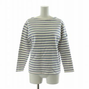 バスクシャツ Tシャツ カットソー 七分袖 ボーダー プルオーバー XS 白 ホワイト 青 ブルー /NQ