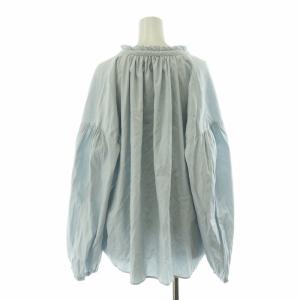 JOURNAL STANDARD LUXE シャツ ブラウス ワイド 長袖 フェアリーギャザー リボン 絹 シルク混 F 水色 ライトブルー