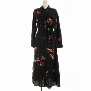 ワンピース ロング 花柄 刺繍 36 黒 ブラック 193311370