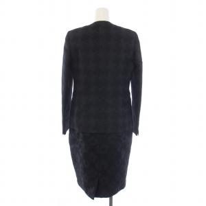 Max Mara セットアップ ノーカラージャケット ノースリーブワンピース ひざ丈 総柄 42 L 黒 ブラック グレー