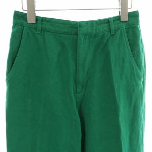 Framework 22SS コットンリネンストレートパンツ センタープレス 麻 リネン 38 M 緑 グリーン 22030220910020