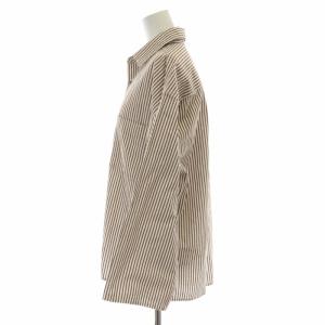 GALERIE VIE 21SS シアーサッカー ワイドスリーブシャツ ブラウス ビッグシルエット ストライプ 長袖 36 S ライトベージュ 23-01-11-01236