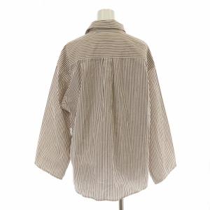 GALERIE VIE 21SS シアーサッカー ワイドスリーブシャツ ブラウス ビッグシルエット ストライプ 長袖 36 S ライトベージュ 23-01-11-01236