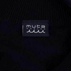 muta ボーダードライバーズニット ジャケット ジップアップ ハイネック ウール M 紺 ネイビー 白 ホワイト