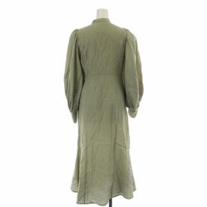 COCO DEAL サッカーボリュームスリーブペプラムワンピース ロング マキシ フレア タック キーネック バルーンスリーブ