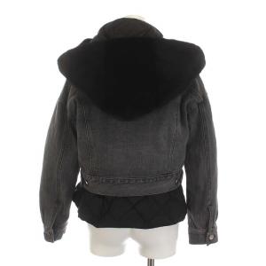 Diagram GRACE CONTINENTAL 20AW デニムコンビジャケット ダウンライナー 3WAY エコファー フード付き アウター 36 S 黒 ブラック グレー