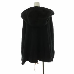 MAX&CO. ジップアップパーカー フーディー フード バックスリット リボン S 黒 ブラック