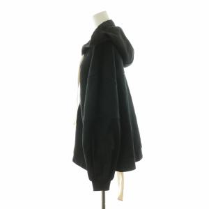 MAX&CO. ジップアップパーカー フーディー フード バックスリット リボン S 黒 ブラック