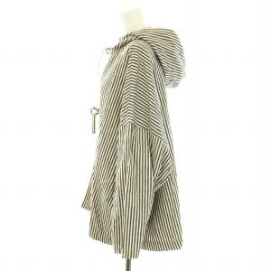 JOURNAL STANDARD LUXE 23SS ヘリンストライプフードブルゾン アウター フード リボン 麻 リネン 白 ホワイト 黒 ブラック