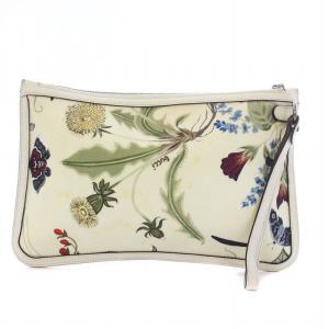 GUCCI フローラ クラッチバッグ セカンドバッグ キャンバス レザー アイボリー 379277