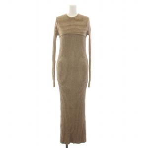 23AW Mix Boucle Knitdress リブニットドレス ワンピース ロング マキシ丈 長袖