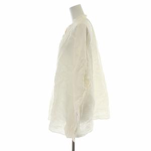 JOURNAL STANDARD LUXE 22SS Lダンガリー フリルパフブラウス シャツ バンドカラー フリンジ ギャザー ビッグシルエット 麻 リネン 長袖 F