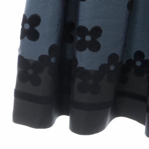 M'S GRACY フレア スカート ひざ丈 タック 花柄 40 L 紺 ネイビー