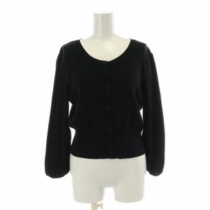 カーディガン ニット ギャザー 長袖 40 L 黒 ブラック /XK