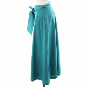 TO BE CHIC 19SS フレアスカート ミモレ ロング リボン付き 40 M 緑 グリーン /AN31