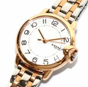 COACH 腕時計 クォーツ 3針 ロゴ ライン ウォッチ シルバーカラー ピンクゴールドカラー CA139.7.34.1925 動作確認済み