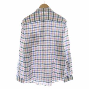 BURBERRY BLACK LABEL タグ付き カジュアルシャツ チェック 長袖 麻 リネン100％ ロゴ刺繍 3 L マルチカラー