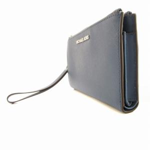 MICHAEL KORS 二つ折り長財布 小銭入れあり ウォレット ロゴ ストラップ レザー 青 ブルー 35F8GTVW0LL