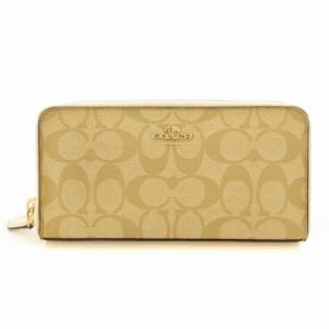 COACH 長財布 小銭入れあり ウォレット シグネチャー レザー ロゴプレート ベージュ /MM