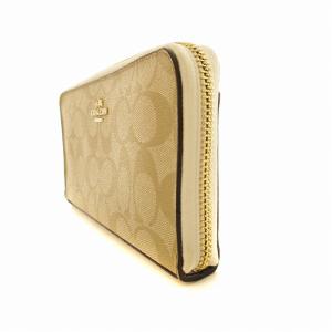COACH 長財布 小銭入れあり ウォレット シグネチャー レザー ロゴプレート ベージュ /MM