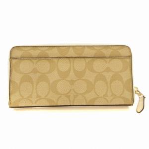 COACH 長財布 小銭入れあり ウォレット シグネチャー レザー ロゴプレート ベージュ /MM