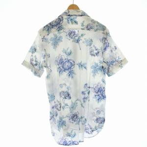 ETRO シャツ 半袖 花柄 イタリア製 39 白 ホワイト 青 ブルー