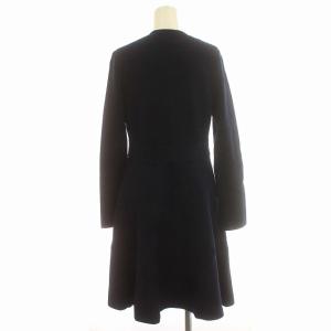 EPOCA ニットコート ノーカラー Aライン ウール 38 M ネイビー 紺