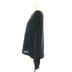 PRADA 2010年製 ニット セーター カーディガン クルーネック 長袖 バックシャン ウール 絹 シルク混 38 S 紺 ネイビー