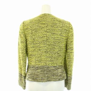 EPOCA スーツ セットアップ 上下 ツイード ジャケット 肩パット入 ワンピース 半袖 ひざ丈 38 M 黄色 イエロー 黒 ブラック