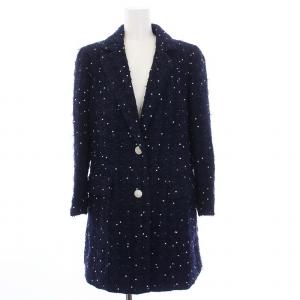 24年製 TISSUE社 ツイード チェスターコート 34 ネイビー