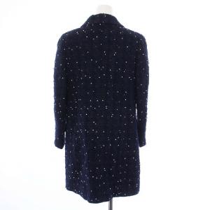 René 24年製 TISSUE社 ツイード チェスターコート 34 ネイビー