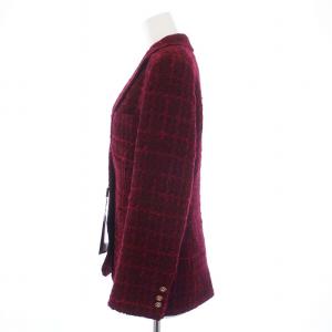 ETRO 21AW テーラードジャケット ツイード 2B ノーベント 裏地ペイズリー 38 レッド