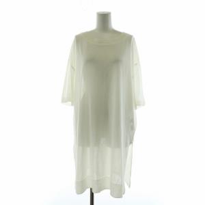 ニット カットソー 薄手 ロング 半袖 プルオーバー サイドスリット 大きいサイズ 13+ XXL 白