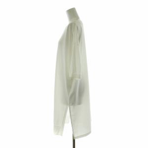 Leilian ニット カットソー 薄手 ロング 半袖 プルオーバー サイドスリット 大きいサイズ 13+ XXL 白