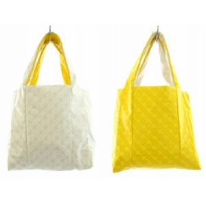 GHERARDINI ソフティ SOFTY ハンドバッグ リバーシブル ナイロン ロゴ総柄 キーケース付き 白 ホワイト 黄 イエロー