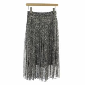UNITED ARROWS UBCB PYTHON/PRT PLT 77 プリーツスカート ロング ミモレ パイソン柄 総柄 シアー シースルー グレー