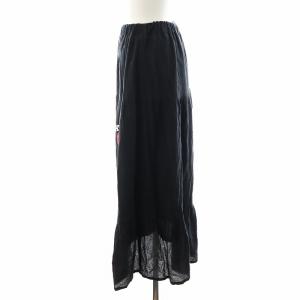 HYSTERIC GLAMOUR MELT APPLE ティアードスカート フレアスカート ミモレ ロング ロゴ F 黒 ブラック 01231AK02