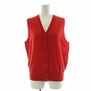 Christian Dior ベスト ヴィンテージ Vネック ロゴワッペン バック刺繍 M 赤 レッド