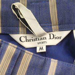 Christian Dior ウールパンツ ストライプ テーパード パンツ M 青 ブルー /G