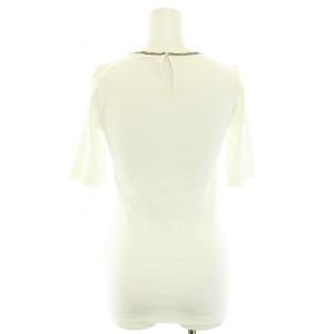 BRUNELLO CUCINELLI Tシャツ カットソー クルーネック 五分袖 XS 白 ホワイト メタルシルバー