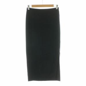 Deuxieme Classe フラノストライプスカート タイト ミモレ ロング サイドスリット 34 XS 黒 ブラック 16060500706030