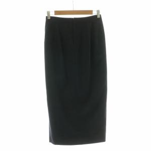 Deuxieme Classe フラノストライプスカート タイト ミモレ ロング サイドスリット 34 XS 黒 ブラック 16060500706030