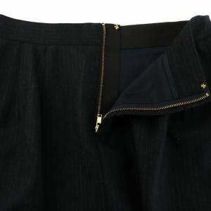 Deuxieme Classe フラノストライプスカート タイト ミモレ ロング サイドスリット 34 XS 黒 ブラック 16060500706030